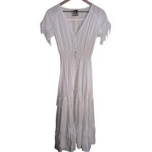 JAASE white cotton boho gunny sacs style maxi dress XS cottage core fairy core